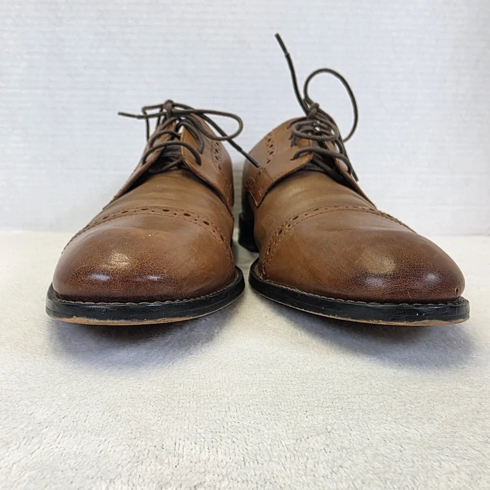 Stacy Adams Mens Brown Leather Cap Toe‎ Oxford Dress Shoes Size 9.5 M 24858
